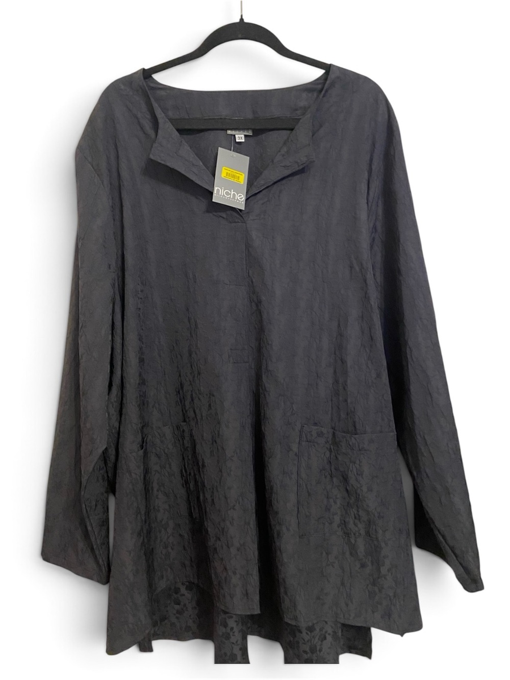 Long Sleeve Tunic Top - Charcoal